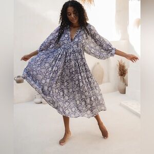 Daughters of India Kyra Midi Dress - Blue Iris - Size XXL